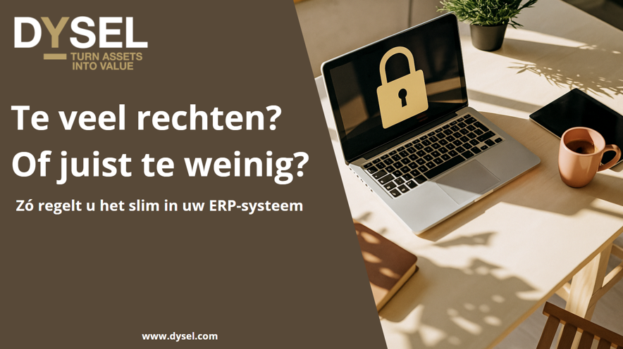 Workstation with laptop showing a lock, as visualization of ERP system permissions and access management