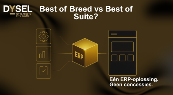 Best of Breed vs Best of Suite gevisualiseerd in één ERP-oplossing, met modulaire functies en een centrale geïntegreerde ERP-kern