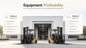 Equipment profitability van twee machines met dezelfde bezettingsgraad